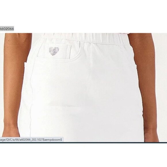 Quacker Factory Dream Jeannes 5 Pocket Skort White 3X  A602066 - Picture 2 of 2
